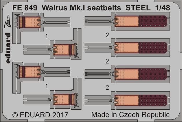 Eduard FE849 1:48 Supermarine Walrus Mk.I seatbelts STEEL