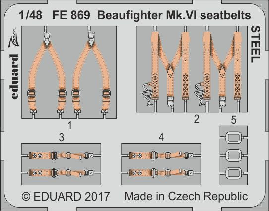 Eduard FE869 1:48 Bristol Beaufighter Mk.VI seatbelts STEEL