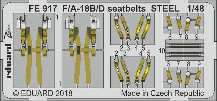 Eduard FE917 1:48 F/A-18B/D Hornet seatbelts STEEL  to be used with Kinetic