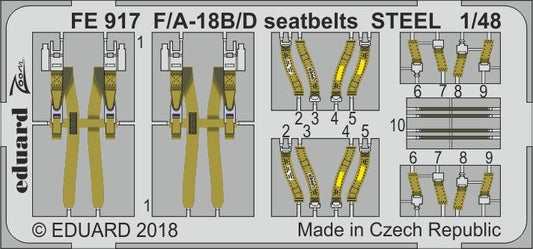 Eduard FE917 1:48 F/A-18B/D Hornet seatbelts STEEL  to be used with Kinetic