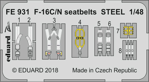 Eduard FE931 1:48 Locheed-Martin F-16C/N Fighting Falcon seatbelts STEEL