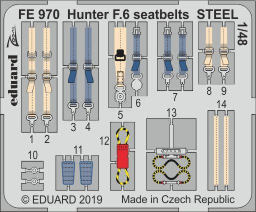 Eduard FE970 1:48 Hawker Hunter F.6 seatbelts STEEL