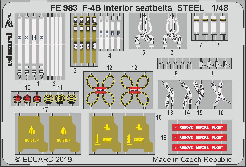 Eduard FE983 1:48 McDonnell F-4B Phantom II interior seatbelts STEEL