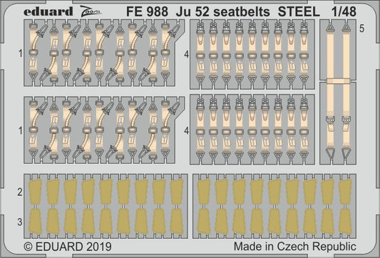 Eduard FE988 1:48 Junkers Ju-52/3M seatbelts STEEL