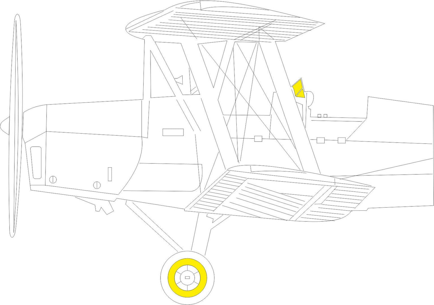 Eduard JX273 1:32 de Havilland DH.82A Tiger Moth canopy and wheel paint mask