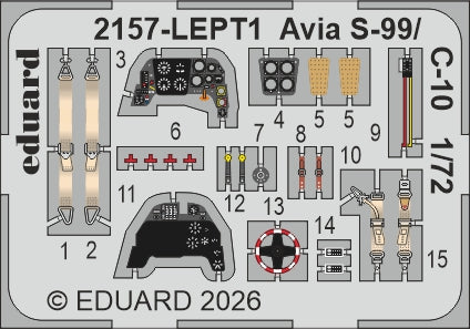 Eduard kits 2157 1:72 AVIA S-99/C-10 1/72 Limited Edition kit of Czechoslovak piston engine fighter aircraft Avia S-99 / C-10 in 1/72 scale. S-99 / C-10 is Czechoslovak post-war designation for Bf 109G-10 (WNF/Diana production) flown by Czechoslovak arme