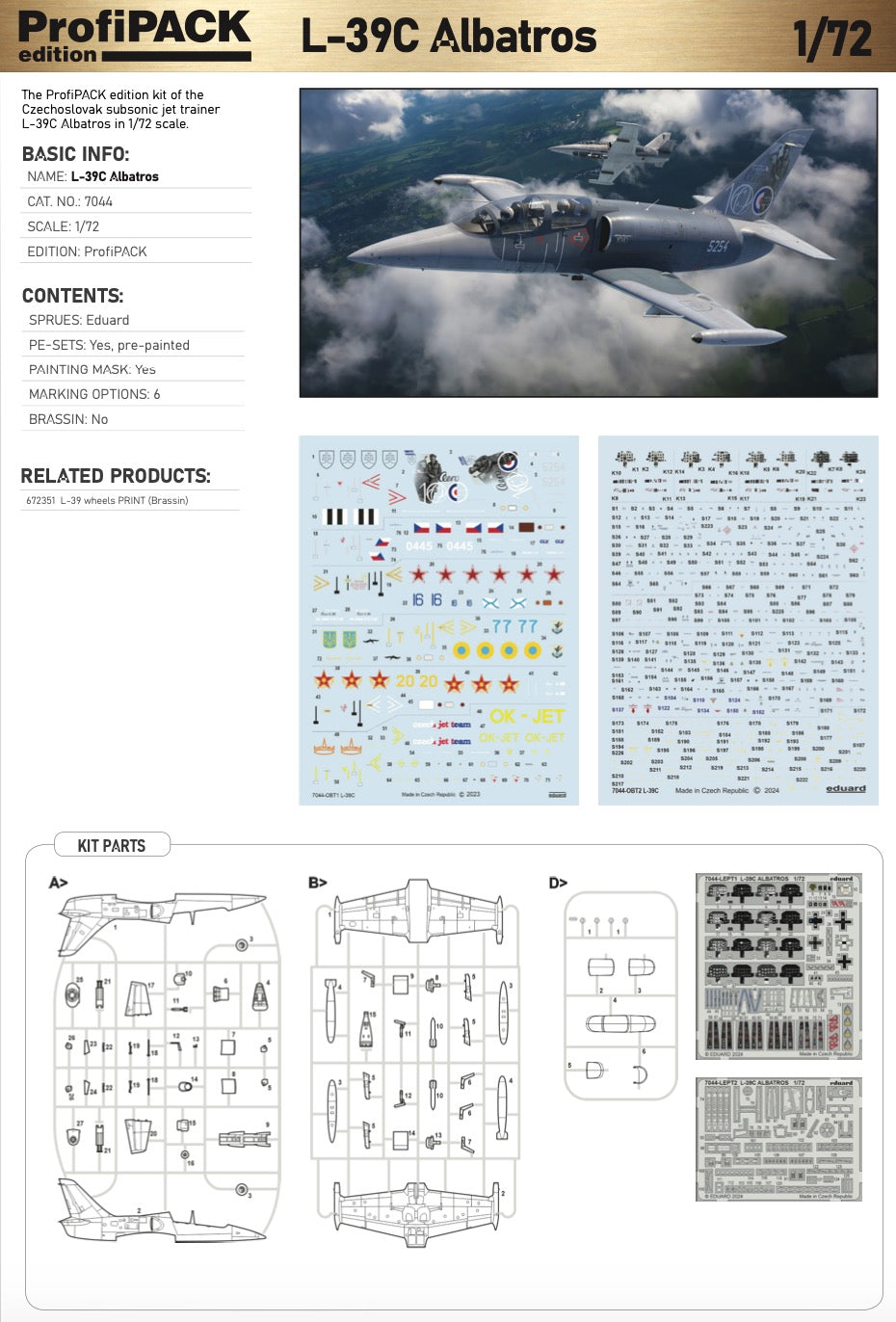 Eduard kits 7044 1:72 Aero L-39C Albatros Profipack edition