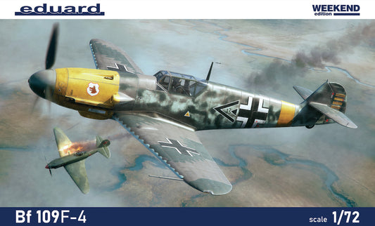 Eduard kits 7478 1:72 Messerschmitt Bf-109F-4 The Weekend edition kit of German WWII fighter plane Bf 109F-4 in 1/72 scale.- plastic parts: Eduard - marking options: 4 - decals: Eduard - PE parts: no - painting mask: no - resin parts: noCOL ABf 109F-4/Z,