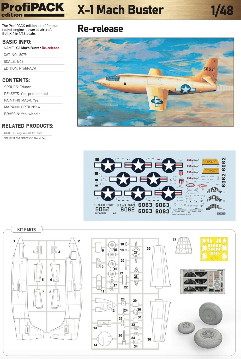 Eduard kits 8079 1:48 Bell X-1 Mach Buster ProfiPACK edition