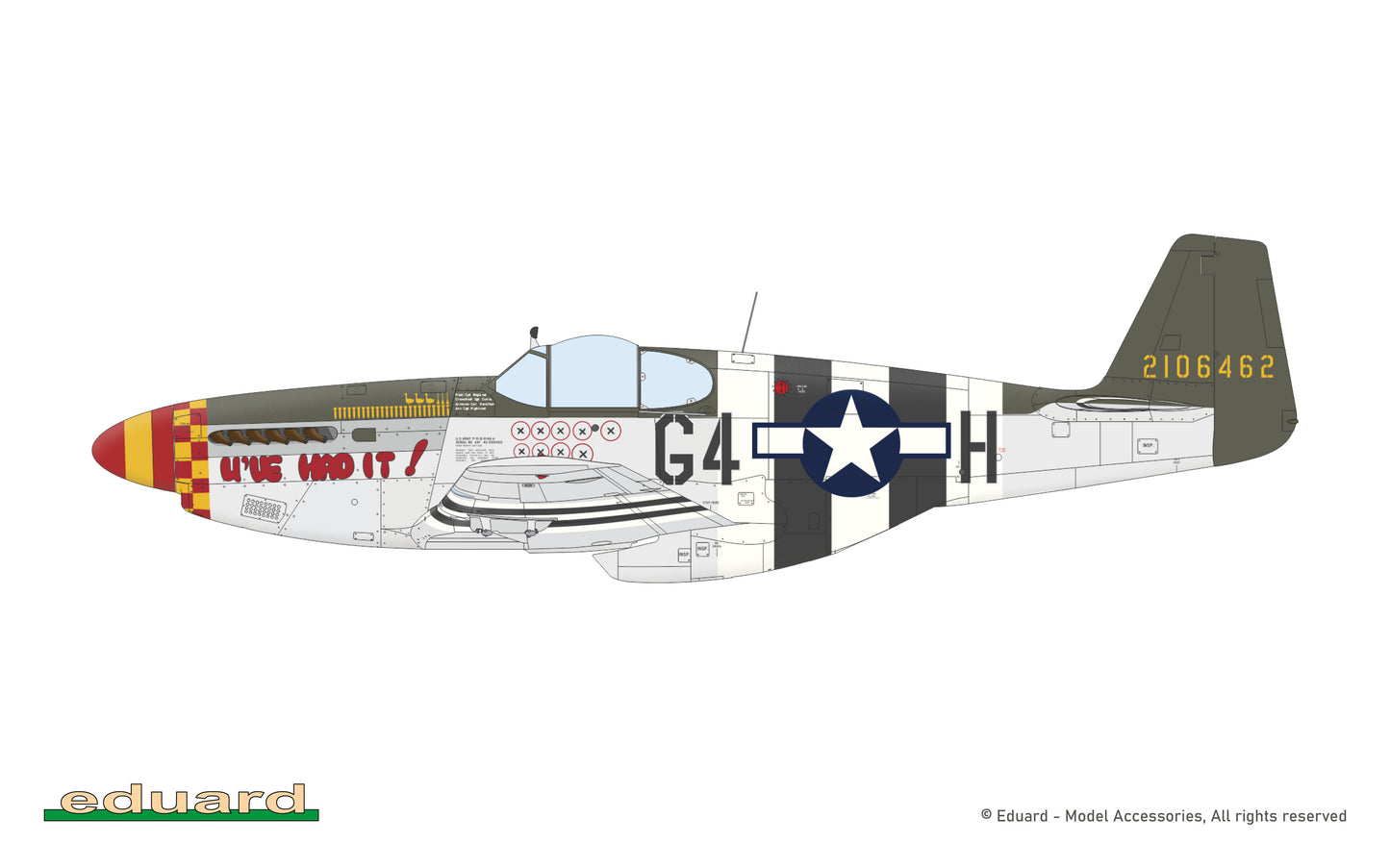 Eduard kits 82176 1:48 North-American P-51B Mustang with the Malcolm Hood canopy