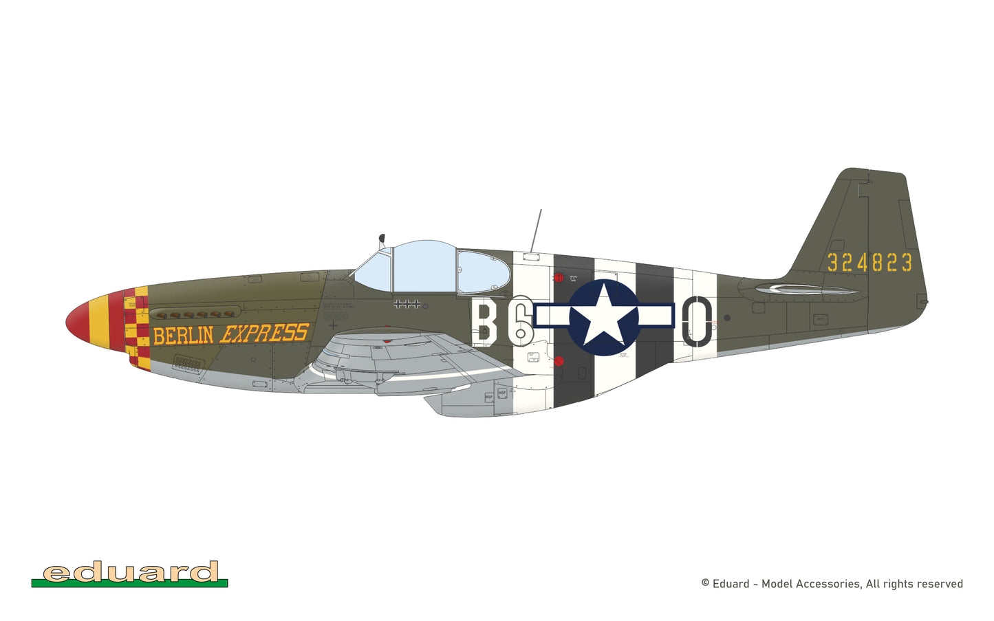 Eduard kits 82176 1:48 North-American P-51B Mustang with the Malcolm Hood canopy