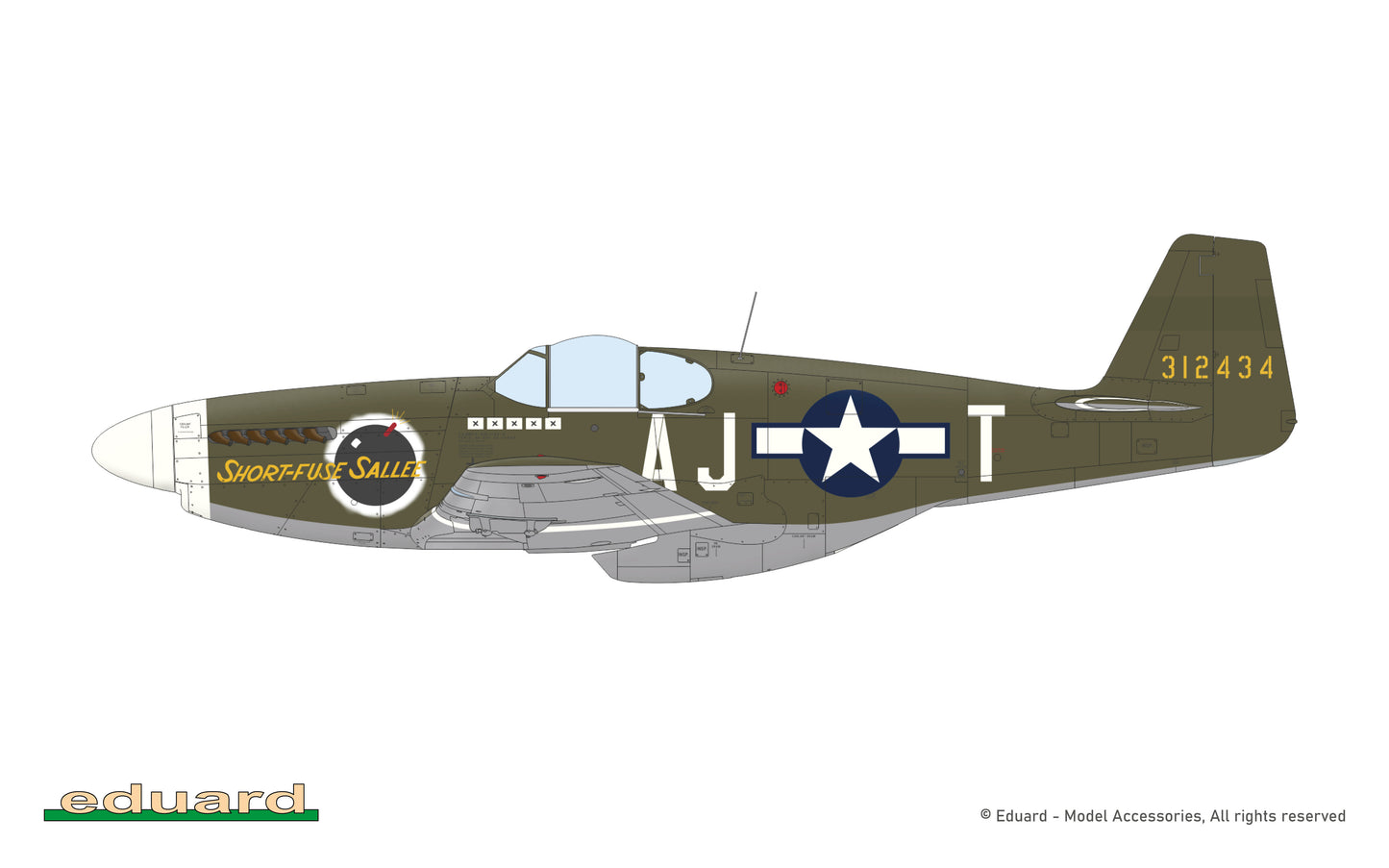 Eduard kits 82176 1:48 North-American P-51B Mustang with the Malcolm Hood canopy