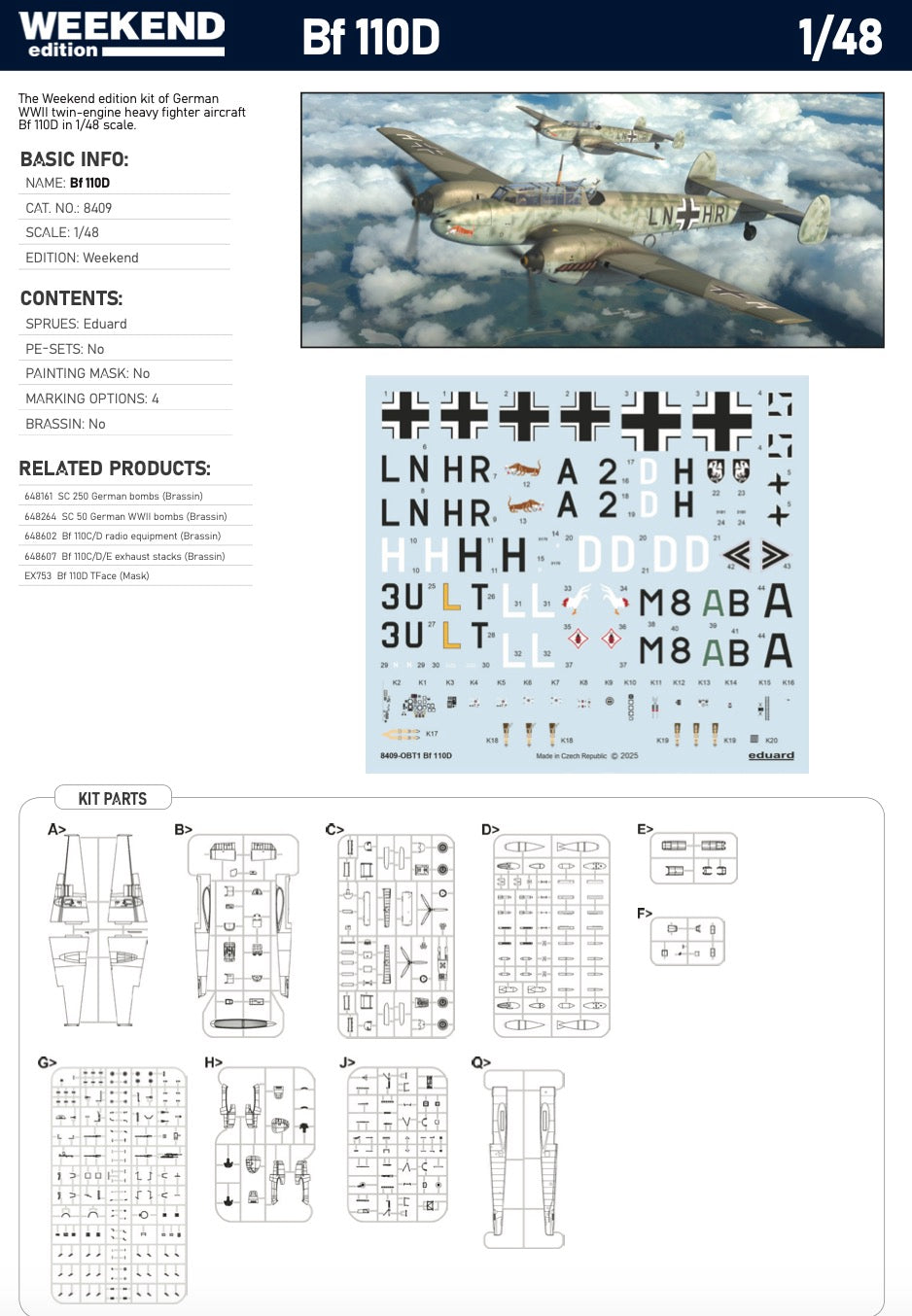 Eduard kits 8409 1:48 Messerschmitt Bf-110D