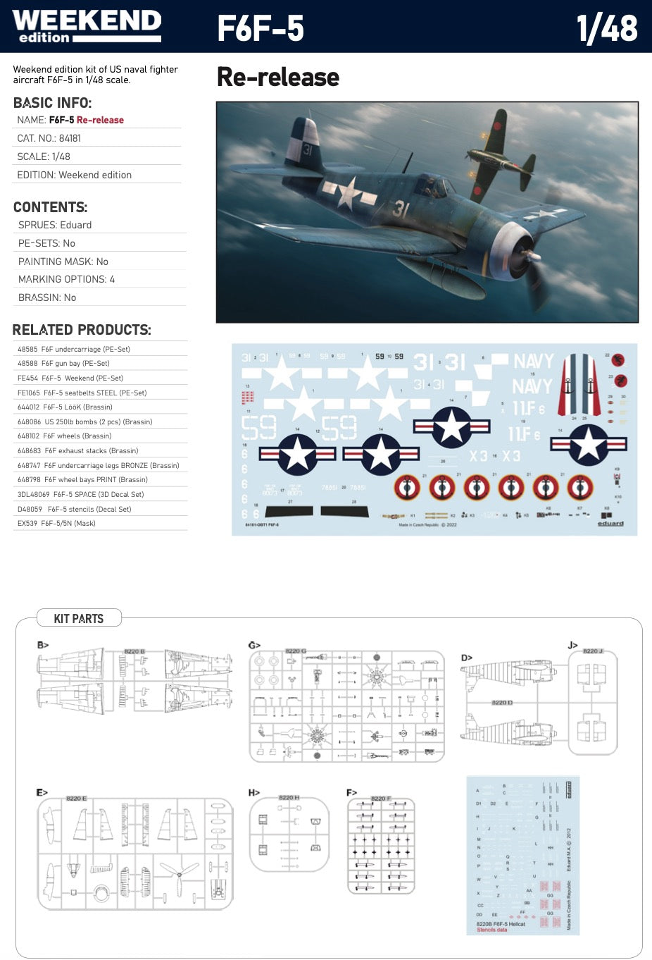 Eduard 84181 1:48 Grumman F6F-5 Hellcat Weekend Edition