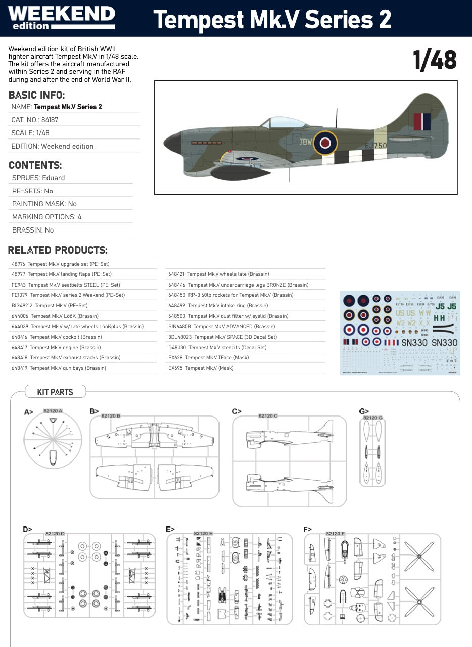 Eduard 84187 1:48 Hawker Tempest Mk.V Series 2 Weekend Edition