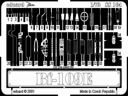 Eduard SS164 1:72 Messerschmitt Bf-109E-3/E-4 to be used with Tamiya