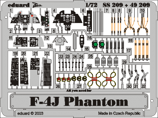 Eduard SS209 1:72 F-4J Phantom to be used with Hasegawa