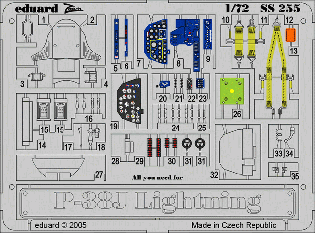 Eduard SS255 1:72 Lockheed P-38J PRE-PAINTED IN COLOUR!