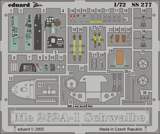 Eduard SS277 1:72 Messerschmitt Me-262A-1 Schwalbe to be used with Hasegawa