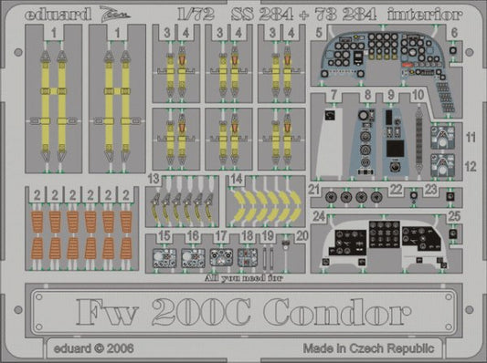 Eduard SS284 1:72 Focke-Wulf Fw-200C Condor interiorto be used with Revell
