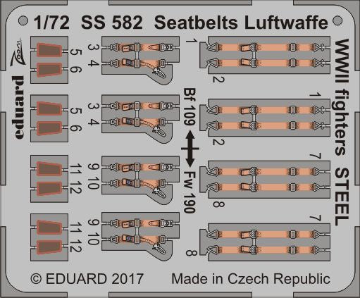 Eduard SS582 1:72 Seatbelts Luftwaffe WWII fighters STEEL
