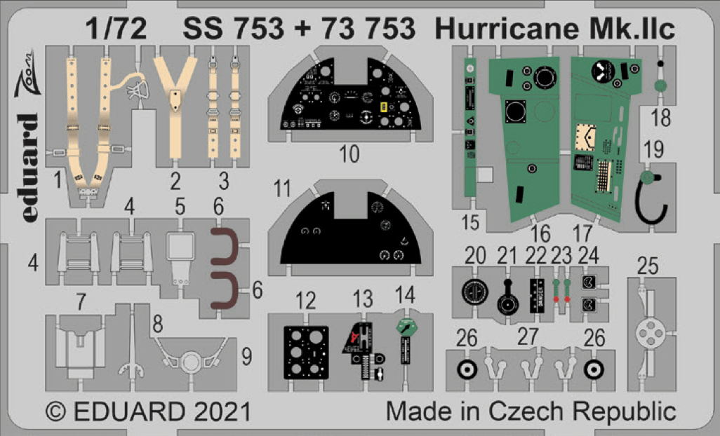 Eduard SS753 1:72 Hawker Hurricane Mk.IIc to be used with Zvezda