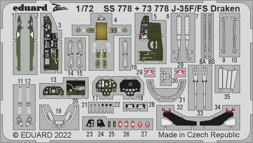 Eduard SS778 1:72 Saab J-35F/FS Draken to be used with Hasegawa