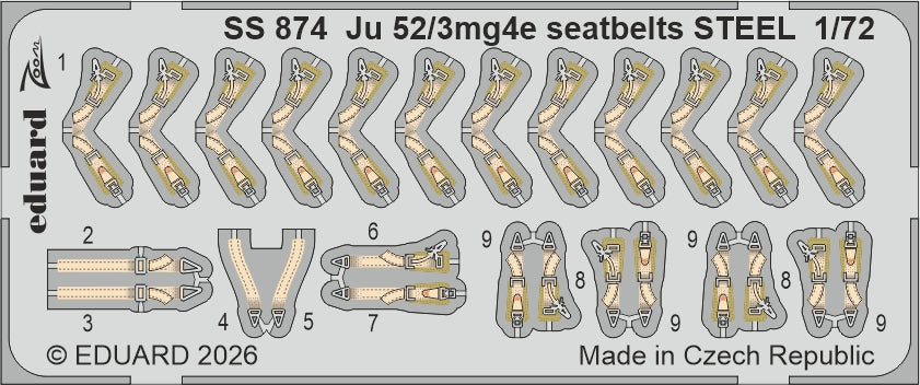 Eduard SS874 1:72 Junkers Ju-52/3mg4e seatbelts STEEL