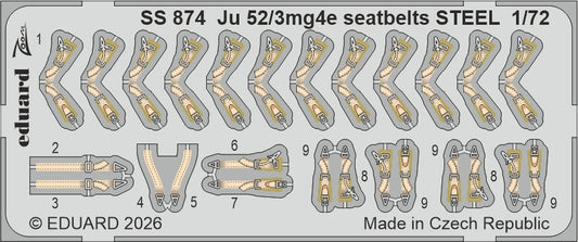 Eduard SS874 1:72 Junkers Ju-52/3mg4e seatbelts STEEL