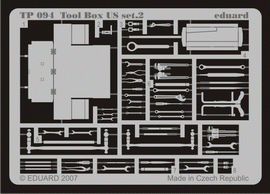Eduard TP094 1:35 U.S. tool box set 2 with tools. Includes saws, spanners, wrenches, pliars etc