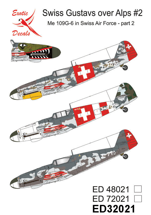 Exotic Decals ED32021 1:32 Swiss Gustavs over Alps #2 â€“ Me 109G-6 in Swiss Air Force, part 2