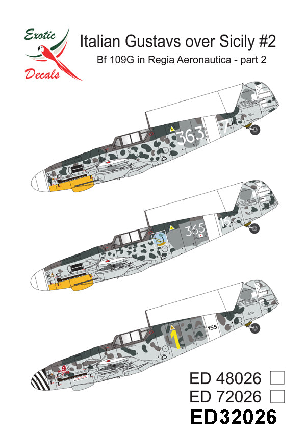 Exotic Decals ED32026 1:32 Italian Gustavs over Sicily #2 - Bf 109G in Regia Aeronautica - part 2