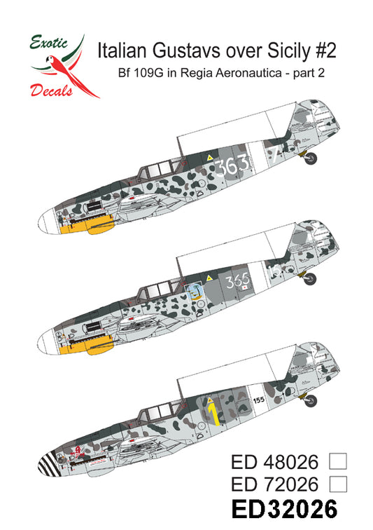 Exotic Decals ED32026 1:32 Italian Gustavs over Sicily #2 - Bf 109G in Regia Aeronautica - part 2