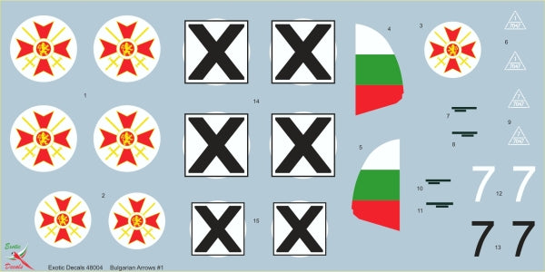Exotic Decals ED48004 1:48 Bulgarian Arrows #1 - Messerschmitt Bf-109E-3a in Bulgarian service - part 1