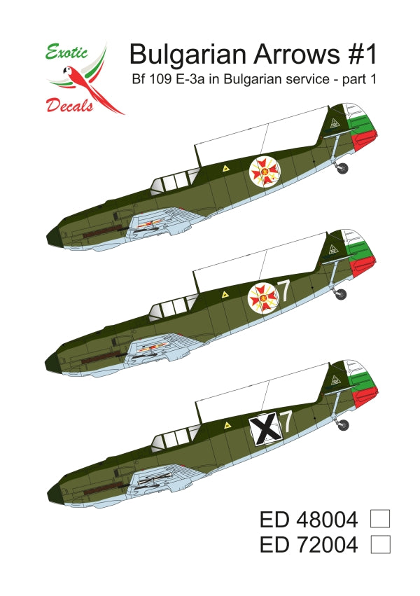 Exotic Decals ED48004 1:48 Bulgarian Arrows #1 - Messerschmitt Bf-109E-3a in Bulgarian service - part 1