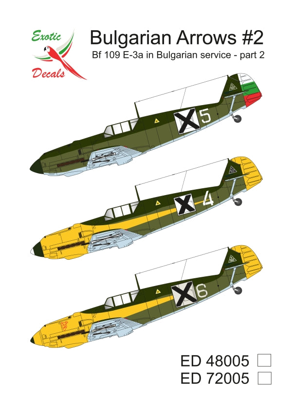 Exotic Decals EED48005 1:48 Bulgarian Arrows #2 - Messerschmitt Bf-109E-3a in Bulgarian service - part 2
