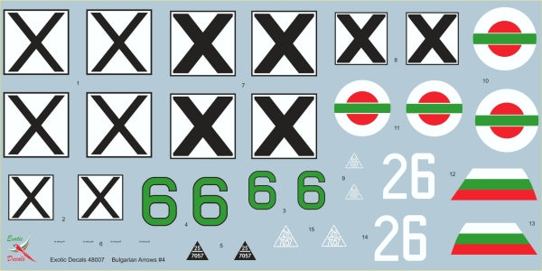 Exotic Decals ED48007 1:48 Bulgarian Arrows #4 - Messerschmitt Bf-109G in Bulgarian service - part 1
