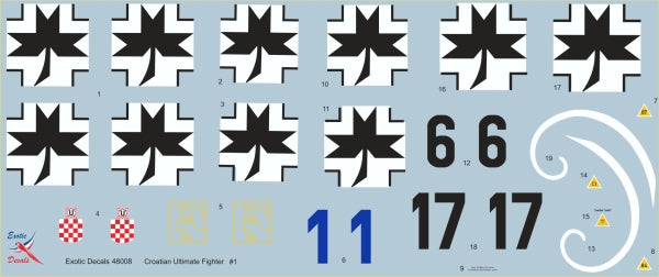 Exotic Decals EED48008 1:48 Croatian Ultimate Fighter #1 -  Messerschmitt Bf-109G in Croatian service - part 1