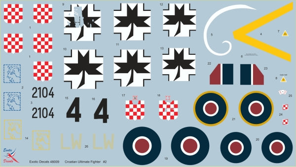 Exotic Decals ED48009 1:48 Croatian Ultimate Fighter #2 - Black 4 - Messerschmitt Bf-109G in Croatian service - part 2