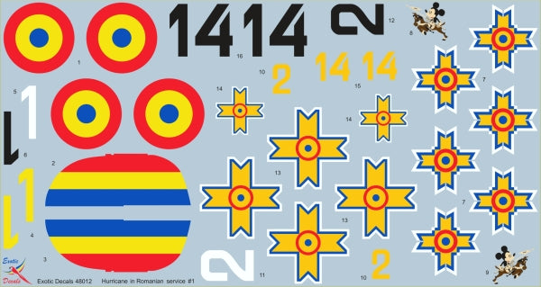 Exotic Decals ED48012 1:48 Romanian Hurricanes #1 - Hawker Hurricane Mk.I in Romanian service - part 1