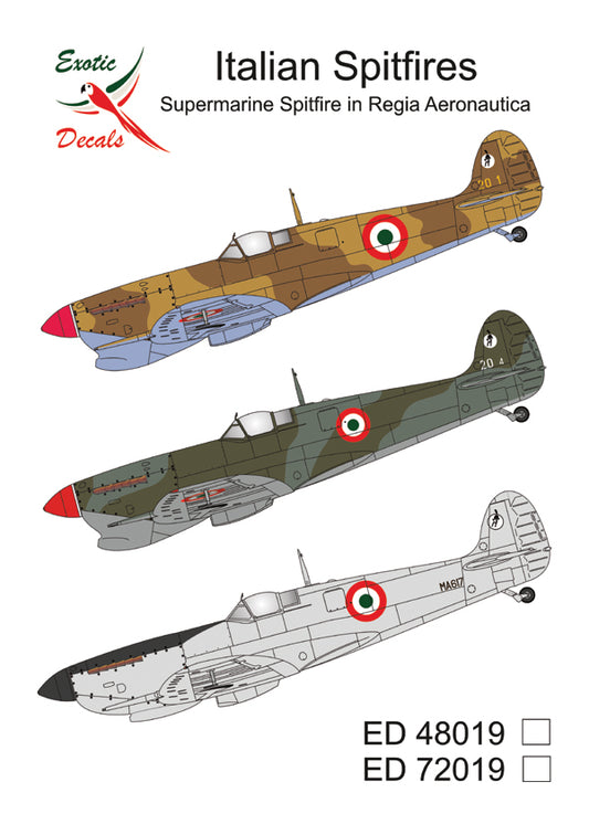 Exotic Decals ED48019 1:48 Italian Spitfires Supermarine Spitfire in Regia Aeronautica