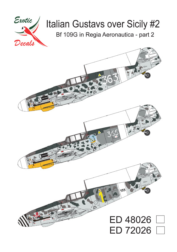 Exotic Decals EED48026 1:48 Italian Gustavs over Sicily #2 Messerschmitt Bf-109G in Regia Aeronautica part 2