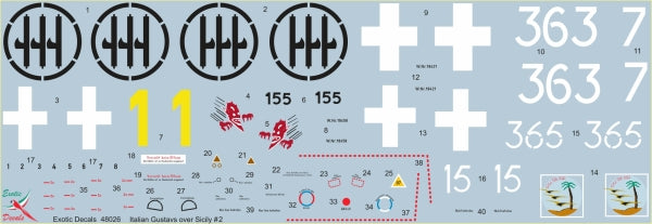 Exotic Decals EED48026 1:48 Italian Gustavs over Sicily #2 Messerschmitt Bf-109G in Regia Aeronautica part 2