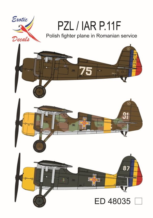 Exotic Decals ED48035 1:48 PZL / IAR P.11F - Polish fighter plane in Romanian service