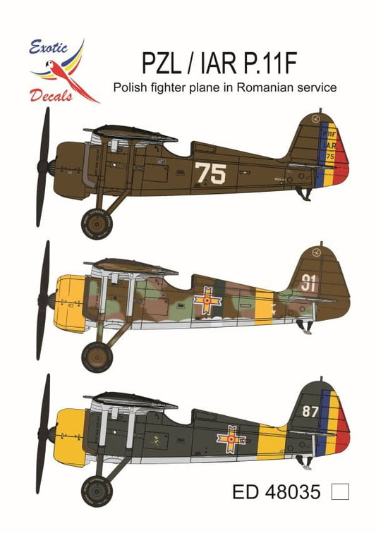 Exotic Decals ED48035 1:48 PZL / IAR P.11F - Polish fighter plane in Romanian service