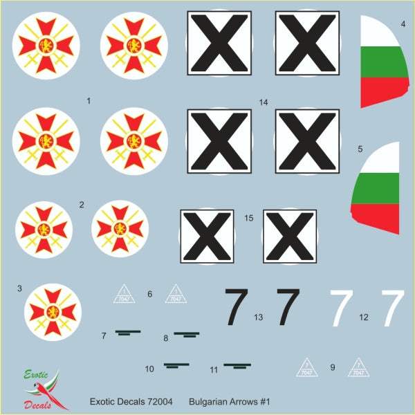 Exotic Decals ED72004 1:72 Bulgarian Arrows #1 - Messerschmitt Bf-109E-3a in Bulgarian service - part 1