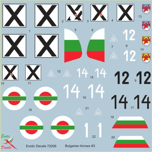 Exotic Decals EED72006 1:72 Bulgarian Arrows #3 - Messerschmitt Bf-109E-3a in Bulgarian service - part 3