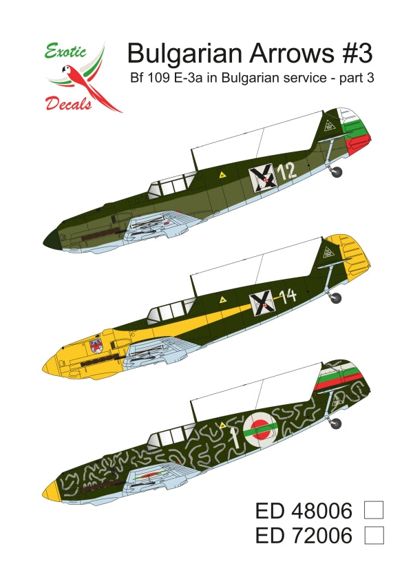 Exotic Decals EED72006 1:72 Bulgarian Arrows #3 - Messerschmitt Bf-109E-3a in Bulgarian service - part 3