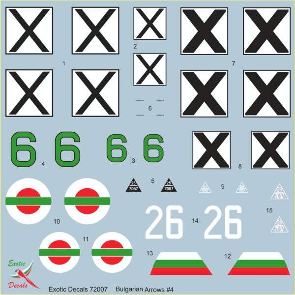 Exotic Decals ED72007 1:72 Bulgarian Arrows #4 - Messerschmitt Bf-109G in Bulgarian service - part 1