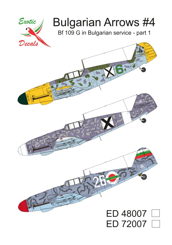 Exotic Decals ED72007 1:72 Bulgarian Arrows #4 - Messerschmitt Bf-109G in Bulgarian service - part 1